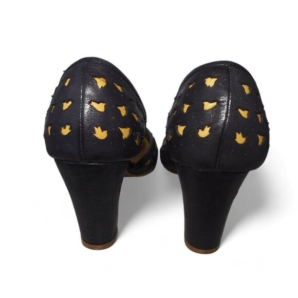 Faryl Robin Perforated Heels Navy / Yellow Women's 10 - Picture 5 of 13